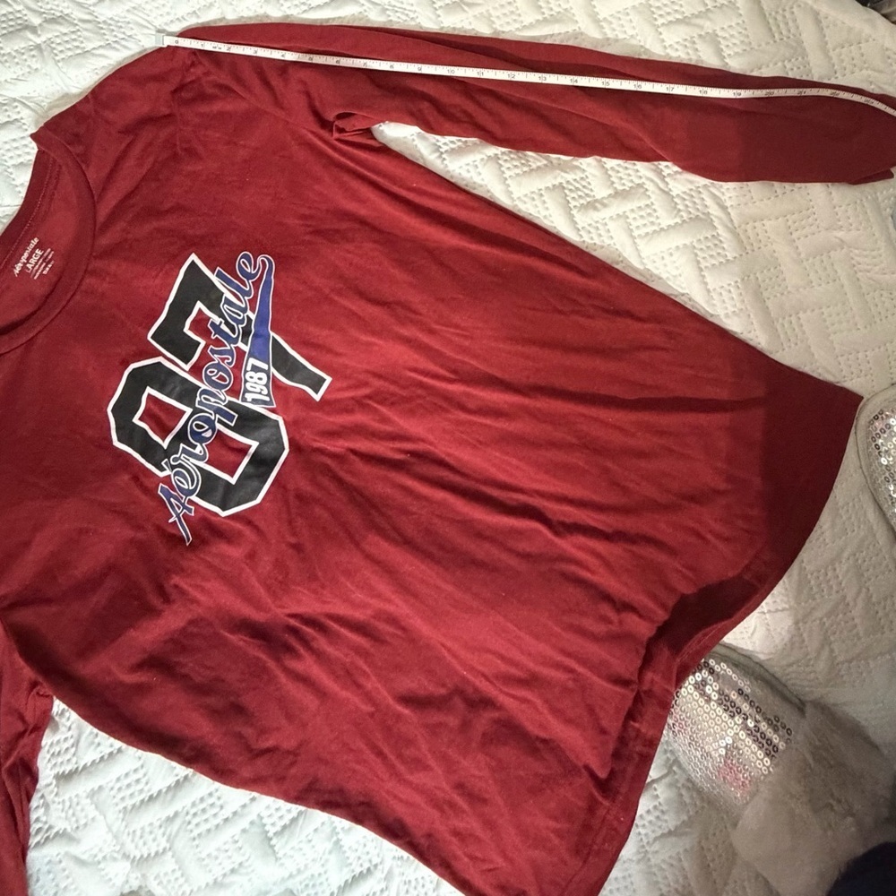 Men’s Aeropostale Red Long Sleeve Shirt, Lounging Type, NWOT Size Large - Picture 6 of 11